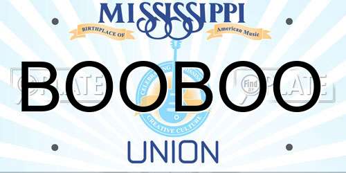BOOBOO Mississippi License Plate