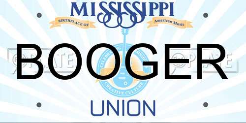 BOOGER Mississippi License Plate
