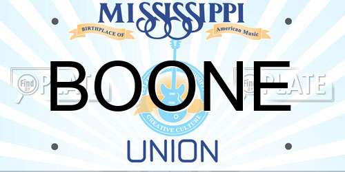 BOONE Mississippi License Plate