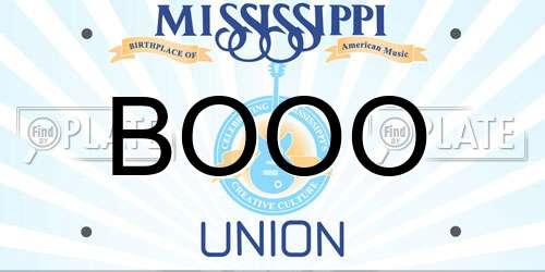 BOOO Mississippi License Plate