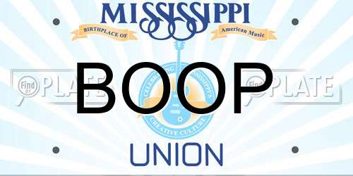 BOOP Mississippi License Plate