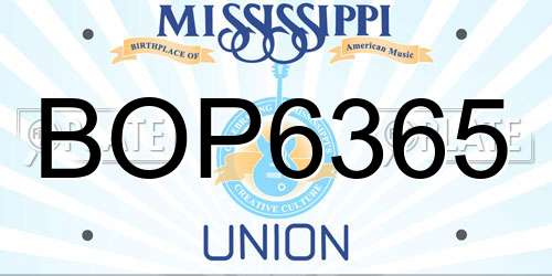 BOP6365 Mississippi License Plate