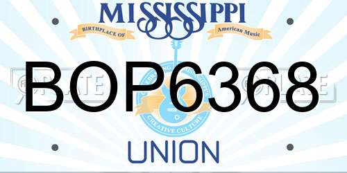 BOP6368 Mississippi License Plate