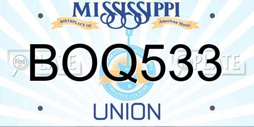 BOQ533 Mississippi License Plate