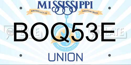 BOQ53E Mississippi License Plate