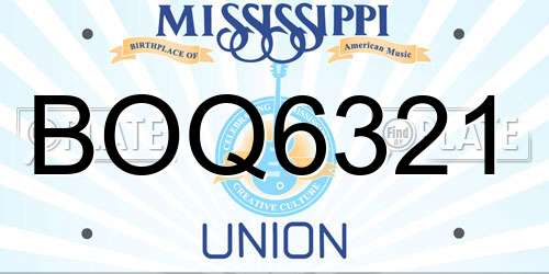 BOQ6321 Mississippi License Plate
