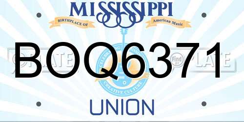 BOQ6371 Mississippi License Plate