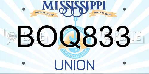 BOQ833 Mississippi License Plate
