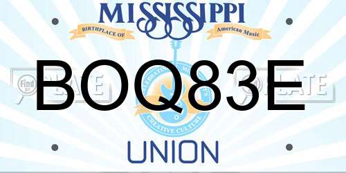 BOQ83E Mississippi License Plate