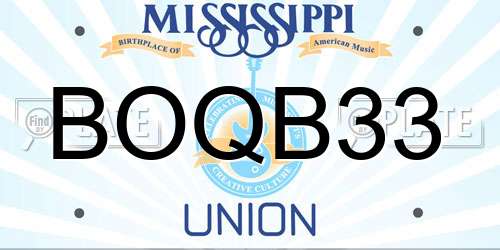BOQB33 Mississippi License Plate