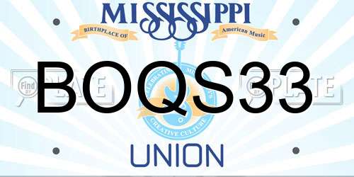 BOQS33 Mississippi License Plate