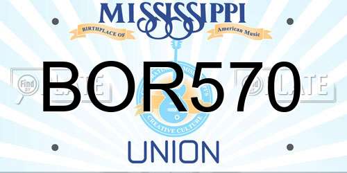 BOR570 Mississippi License Plate