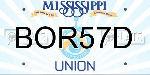 BOR57D Mississippi License Plate