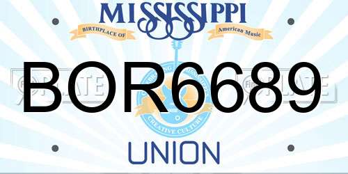 BOR6689 Mississippi License Plate