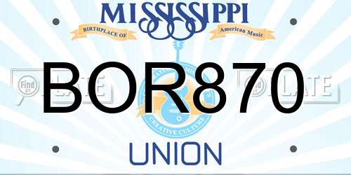 BOR870 Mississippi License Plate