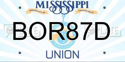 BOR87D Mississippi License Plate