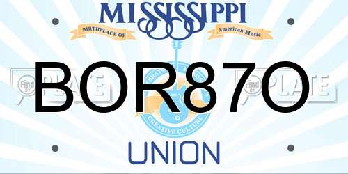 BOR87O Mississippi License Plate