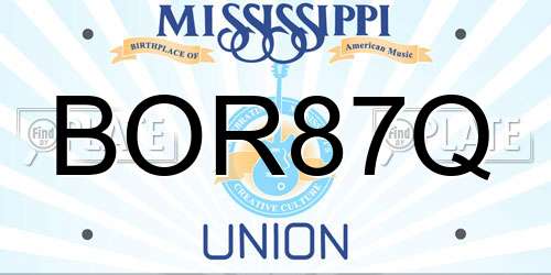 BOR87Q Mississippi License Plate