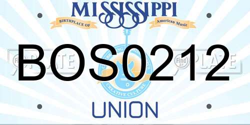 BOS0212 Mississippi License Plate
