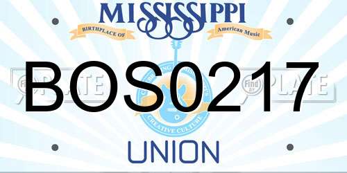 BOS0217 Mississippi License Plate