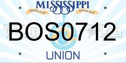 BOS0712 Mississippi License Plate