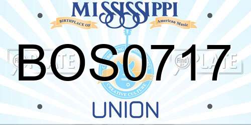 BOS0717 Mississippi License Plate