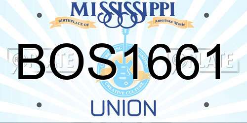 BOS1661 Mississippi License Plate