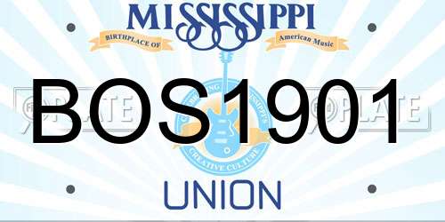 BOS1901 Mississippi License Plate