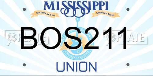 BOS211 Mississippi License Plate