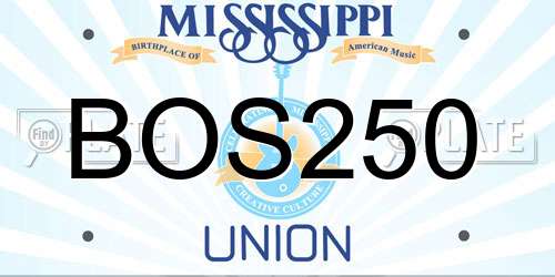 BOS250 Mississippi License Plate