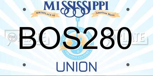 BOS280 Mississippi License Plate