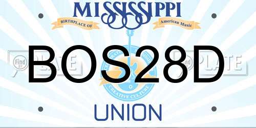 BOS28D Mississippi License Plate