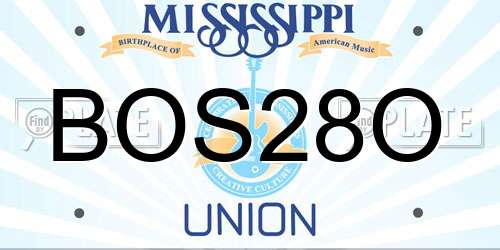 BOS28O Mississippi License Plate