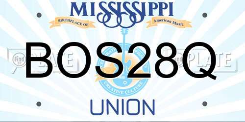 BOS28Q Mississippi License Plate