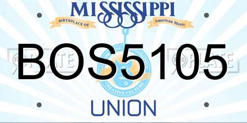 BOS5105 Mississippi License Plate
