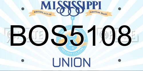 BOS5108 Mississippi License Plate