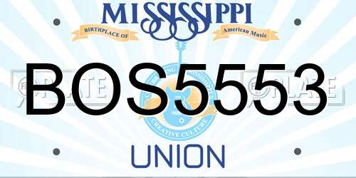 BOS5553 Mississippi License Plate