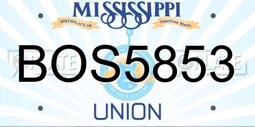 BOS5853 Mississippi License Plate