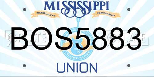 BOS5883 Mississippi License Plate