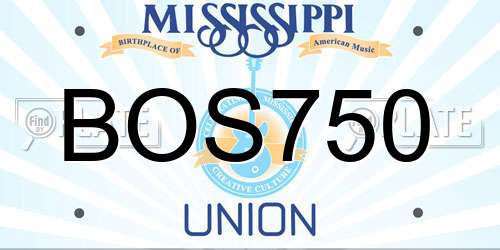 BOS750 Mississippi License Plate