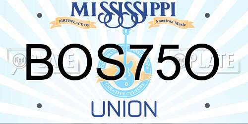 BOS75O Mississippi License Plate