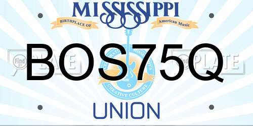 BOS75Q Mississippi License Plate