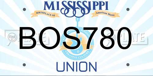 BOS780 Mississippi License Plate