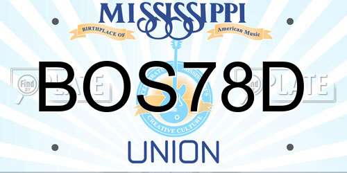 BOS78D Mississippi License Plate