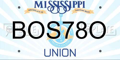 BOS78O Mississippi License Plate