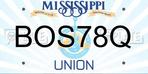 BOS78Q Mississippi License Plate