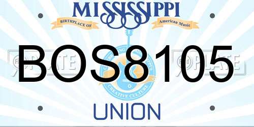 BOS8105 Mississippi License Plate
