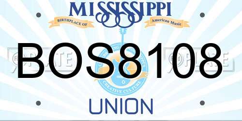 BOS8108 Mississippi License Plate