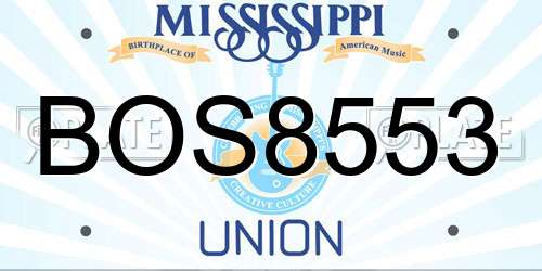 BOS8553 Mississippi License Plate