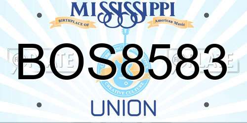 BOS8583 Mississippi License Plate